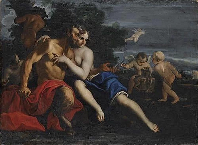 Venere e un satiro in paesaggio